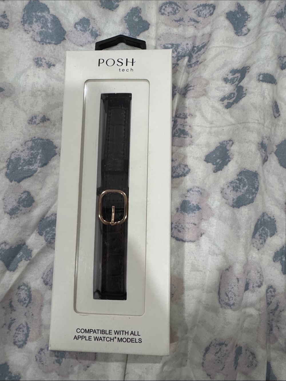 Black Leather Watch Band with Rose Gold Buckle